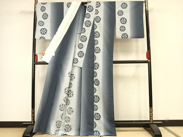 平和屋着物▽小紋 単衣 源氏車間道 洗える着物 AAAZ1401fy
