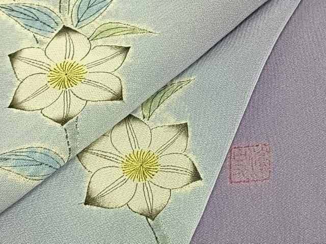 平和屋着物▽染色作家　小倉淳史　訪問着　単衣　枝花文　正絹　逸品　AAAZ1406fy