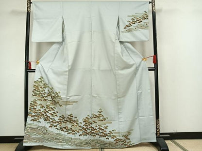平和屋着物▽訪問着 単衣 浜松文 洗える着物 AAAZ1410fy