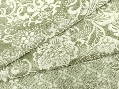 平和屋着物▽お召　単衣　天目織　色紙草花文　正絹　逸品　AAAZ1411fy