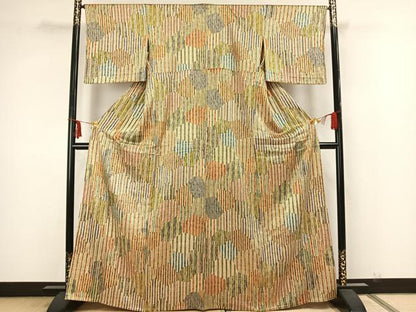 平和屋着物▽上質な小紋 単衣 亀甲文様 正絹 逸品 未使用 AAAZ1412fy