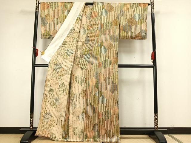 平和屋着物▽上質な小紋 単衣 亀甲文様 正絹 逸品 未使用 AAAZ1412fy