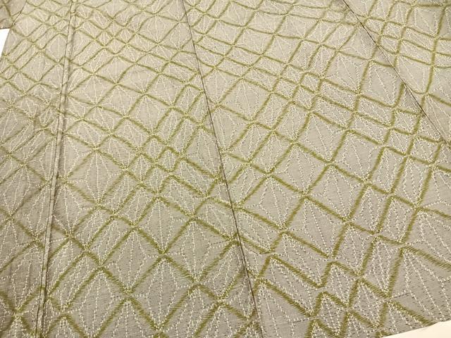 平和屋着物▽上質な紬 単衣 網目文 正絹 逸品 AAAZ1413fy