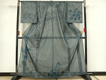 平和屋着物▽訪問着 無双 紗袷 紗×紗 手描き 枝花文 正絹 逸品 未使用 AAAZ1414fy