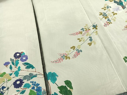 平和屋着物▽訪問着 無双 紗袷 紗×紗 手描き 枝花文 正絹 逸品 未使用 AAAZ1414fy