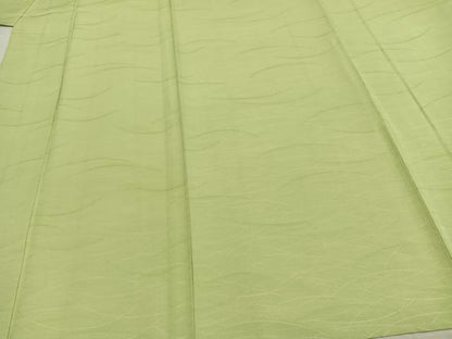 平和屋着物▽上質な色無地 単衣 芝地紋 若菜色 正絹 逸品 AAAZ1415fy
