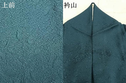 平和屋着物▽上質な色無地 単衣 枝葉地紋 高麗納戸色 正絹 逸品 AAAZ1418fy