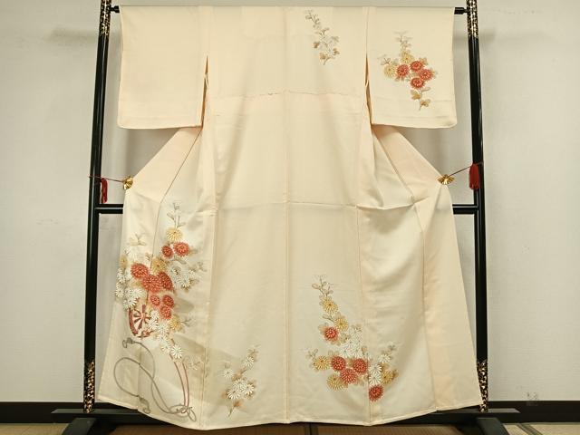 平和屋着物▽訪問着 単衣 草花文 正絹 逸品 AAAZ1421fy