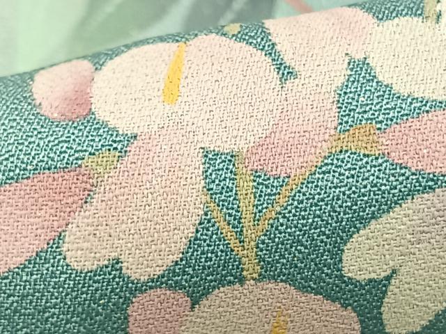 平和屋着物▽訪問着　単衣　作家物　草花文　銀彩　正絹　逸品　AAAZ1424fy