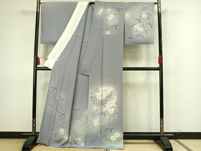 平和屋着物▽訪問着 単衣 手描き 草花文 暈し染め 正絹 逸品 未使用 AAAZ1425fy