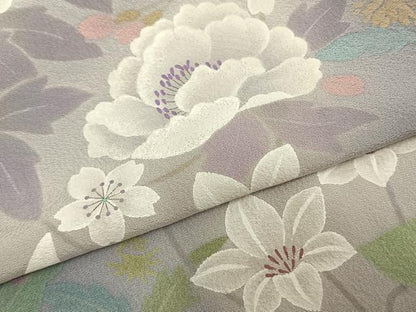 平和屋着物▽訪問着 単衣 手描き 草花文 暈し染め 正絹 逸品 未使用 AAAZ1425fy