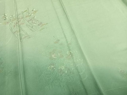 平和屋着物▽訪問着 単衣 中国三大刺繍 汕頭刺繍 スワトウ刺繍 几帳花文 正絹 逸品 AAAZ1427fy
