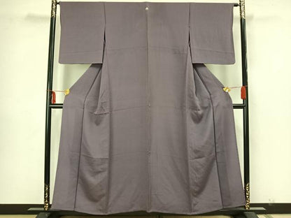 平和屋着物▽上質な色無地 単衣 渦巻地紋 鳩羽色 正絹 逸品 AAAZ1428fy