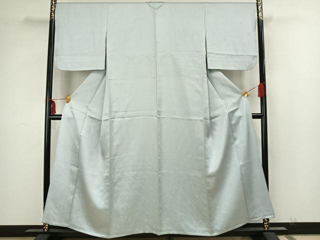 平和屋着物▽上質な色無地 単衣 草花地紋 藍白色 正絹 逸品 AAAZ1430fy