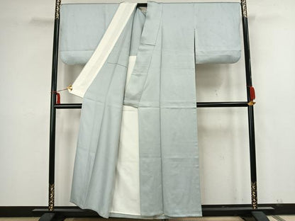 平和屋着物▽上質な色無地 単衣 草花地紋 藍白色 正絹 逸品 AAAZ1430fy