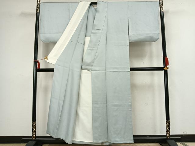 平和屋着物▽上質な色無地 単衣 草花地紋 藍白色 正絹 逸品 AAAZ1430fy