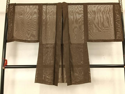 平和屋着物▽男性　長羽織　スリーシーズン　春夏秋　塵除け　樺茶色　正絹　逸品　AAAZ1431fy