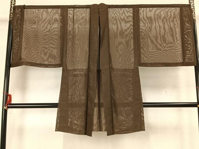 平和屋着物▽男性　長羽織　スリーシーズン　春夏秋　塵除け　樺茶色　正絹　逸品　AAAZ1431fy