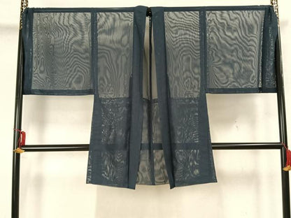 平和屋着物▽男性　長羽織　スリーシーズン　春夏秋　塵除け　鉄御納戸色　正絹　逸品　AAAZ1432fy