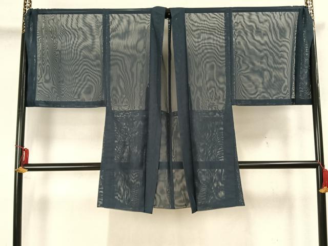 平和屋着物▽男性　長羽織　スリーシーズン　春夏秋　塵除け　鉄御納戸色　正絹　逸品　AAAZ1432fy