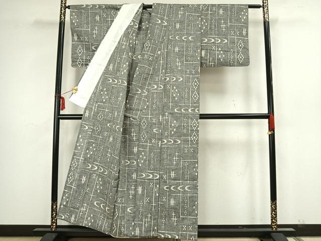 平和屋着物▽上質な紬 単衣 絣柄 正絹 逸品 AAAZ1434fy