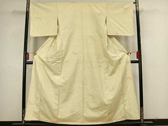 平和屋着物▽上質な紬 単衣 幾何学文様 正絹 逸品 AAAZ1435fy