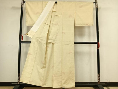 平和屋着物▽上質な紬 単衣 幾何学文様 正絹 逸品 AAAZ1435fy