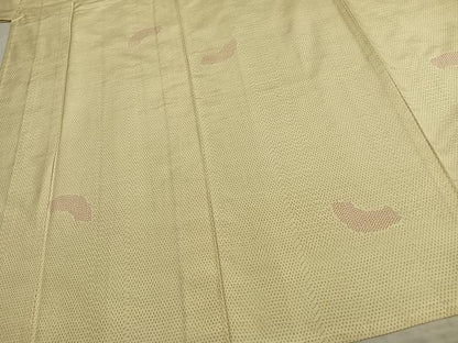 平和屋着物▽上質な紬 単衣 幾何学文様 正絹 逸品 AAAZ1435fy
