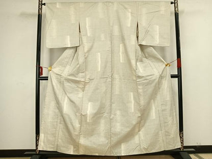 平和屋着物▽本場大島紬　白大島　単衣　9マルキ　幾何学文様　正絹　逸品　AAAZ1436fy