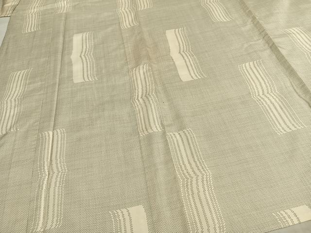 平和屋着物▽本場大島紬　白大島　単衣　9マルキ　幾何学文様　正絹　逸品　AAAZ1436fy