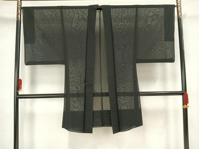 平和屋着物▽男性 長羽織 スリーシーズン 春夏秋 塵除け 黒地 正絹 逸品 AAAZ1437fy