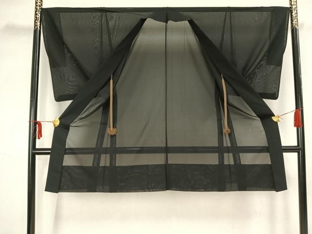 平和屋着物▽男性 長羽織 スリーシーズン 春夏秋 塵除け 黒地 正絹 逸品 AAAZ1437fy