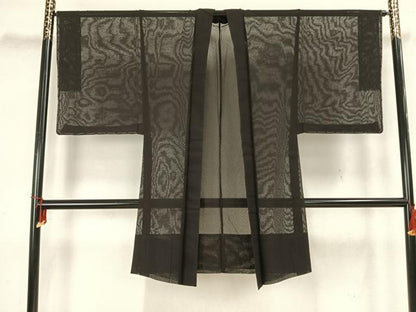平和屋着物▽男性 長羽織 スリーシーズン 春夏秋 塵除け 海松茶色 正絹 逸品 未使用 AAAZ1438fy