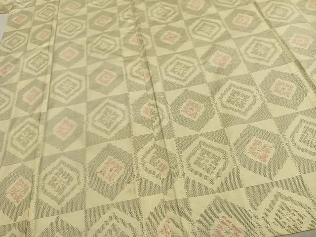 平和屋着物▽上質な紬 単衣 市松亀甲文様 正絹 逸品 AAAZ1439fy