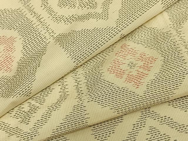 平和屋着物▽上質な紬 単衣 市松亀甲文様 正絹 逸品 AAAZ1439fy