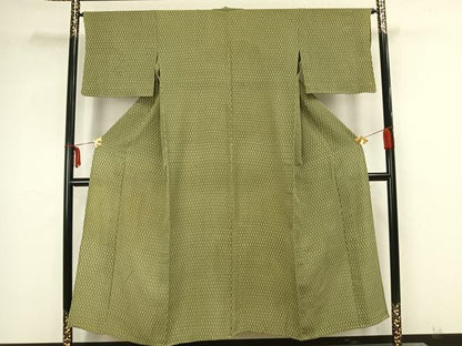 平和屋着物▽上質な小紋 単衣 幾何学文 正絹 逸品 AAAZ1442fy