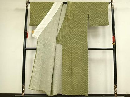 平和屋着物▽上質な小紋 単衣 幾何学文 正絹 逸品 AAAZ1442fy