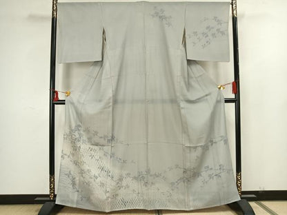 平和屋着物▽訪問着 無双 紗袷 紗×絽 手描き 枝花文 正絹 逸品 AAAZ1444fy