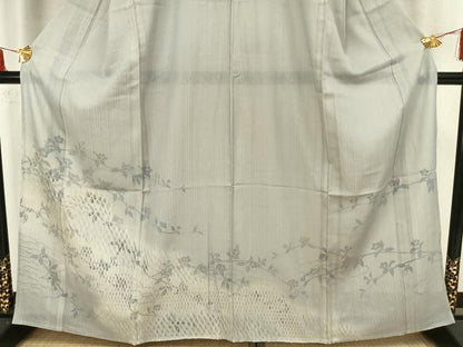 平和屋着物▽訪問着 無双 紗袷 紗×絽 手描き 枝花文 正絹 逸品 AAAZ1444fy