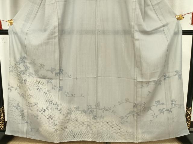 平和屋着物▽訪問着 無双 紗袷 紗×絽 手描き 枝花文 正絹 逸品 AAAZ1444fy