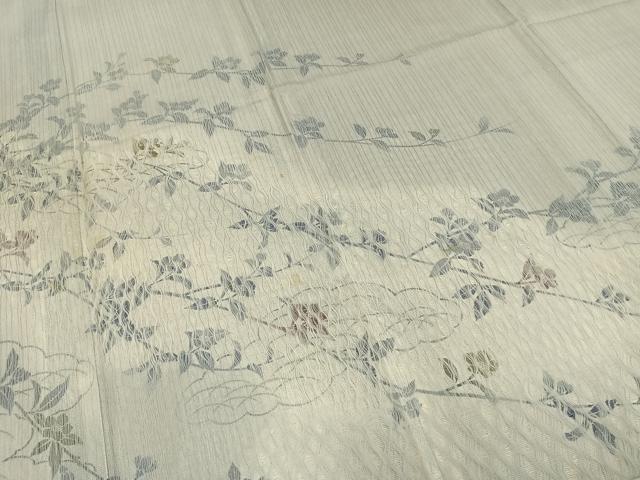 平和屋着物▽訪問着 無双 紗袷 紗×絽 手描き 枝花文 正絹 逸品 AAAZ1444fy
