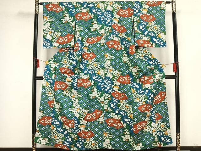 平和屋着物▽上質な小紋　単衣　辻が花　正絹　逸品　AAAZ1445fy