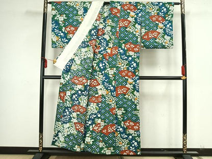 平和屋着物▽上質な小紋　単衣　辻が花　正絹　逸品　AAAZ1445fy