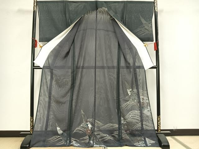 平和屋着物▽訪問着 無双 紗袷 紗×紗 草花文 金彩 ロング丈 正絹 逸品 AAAZ1446fy