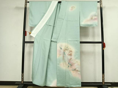 平和屋着物▽訪問着 単衣 草花文 暈し染め 金彩 正絹 逸品 未使用 AAAZ1447fy
