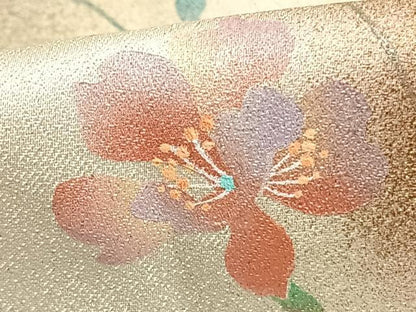 平和屋着物▽訪問着 単衣 草花文 暈し染め 金彩 正絹 逸品 未使用 AAAZ1447fy