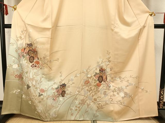 平和屋着物▽訪問着　単衣　御所車花文　金彩　正絹　逸品　AAAZ1448fy