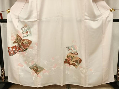 平和屋着物▽訪問着　単衣　花鳥冊子文　正絹　逸品　AAAZ1450fy