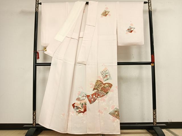平和屋着物▽訪問着　単衣　花鳥冊子文　正絹　逸品　AAAZ1450fy