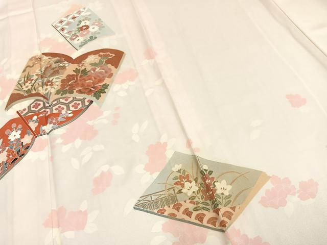 平和屋着物▽訪問着　単衣　花鳥冊子文　正絹　逸品　AAAZ1450fy